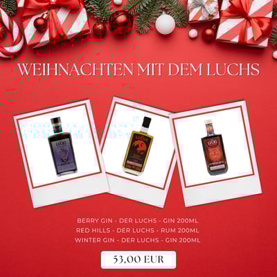 Weihnachten mit dem Luchs Geschenkset (1x Winter Gin + 1x Berry Gin + 1x Rum)