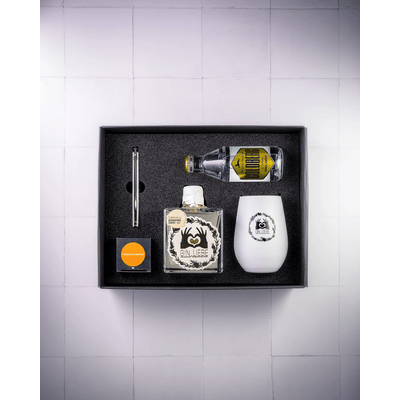 Gin Liebe Geschenkbox (1x Dry Gin + 1x Tonic Water + 1x Flaschenöffner + 1x Glytter Orange + 1x Glas)