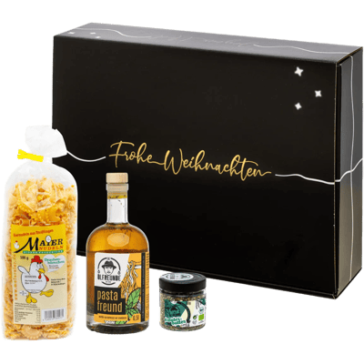 Geschenkset Pastabox (1x Pastaöl + 1x Rauchsalz + 1x Eiernudeln)