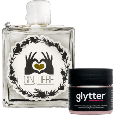 Gin Liebe Dry Gin mit Glytter Bundle (1x Dry Gin + 1x Glytter in Wunschfarbe + 1x Car Perfume)