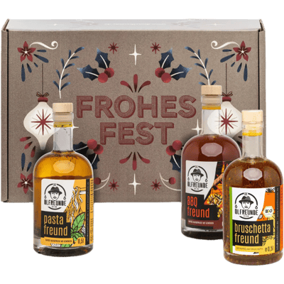 Weihnachtsbox Nostalgie (1x Pastaöl + 1x Bruschettaöl + 1x BBQ Öl)