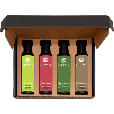 Pizzaliener Geschenkbox Dessert (1x Zitronenlikör + 1x Pana-Cotta-Likör + 1x Pistazienlikör + 1x Kaffeelikör)