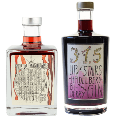 Upstairs Ginlikör Set - 144 Raspberry Square Ginlikör + 315 BilBerry Ginlikör