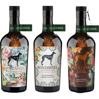 Windspiel 3er Genusspaket Alkoholfrei (1x Gin Alternative + 1x Rum Alternative + 1x Pink Grapefruit Gin Alternative)